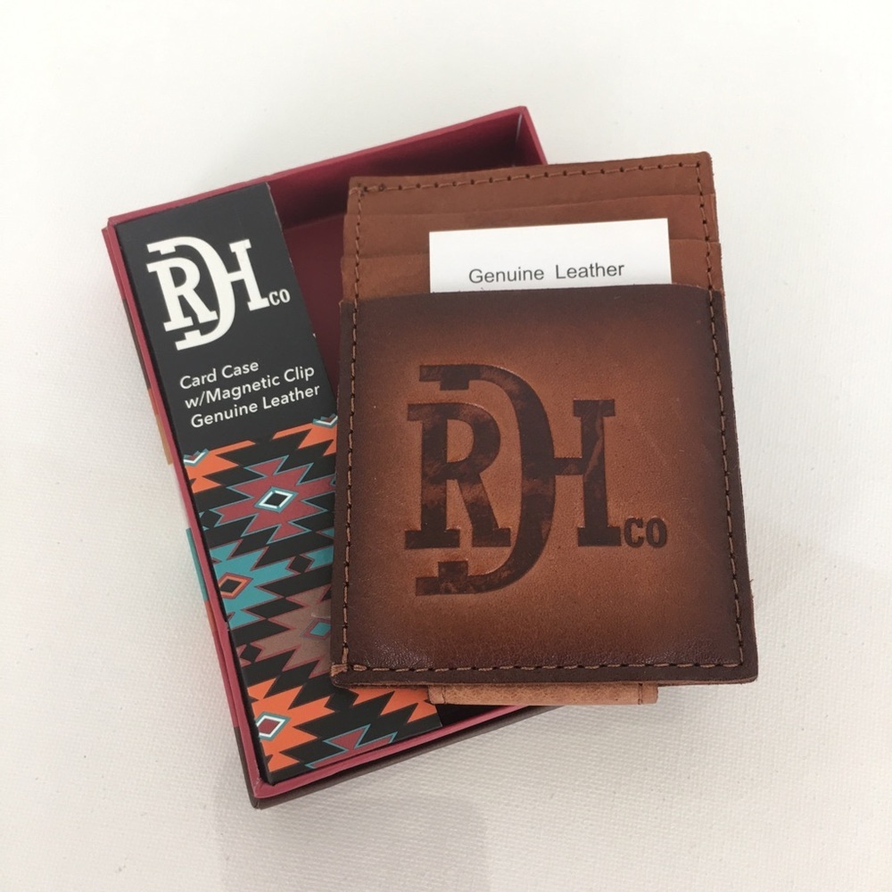 Red Dirt Hat Co Mens Southwest Magnetic Leather Card Case NEW Wallet Brown NWT